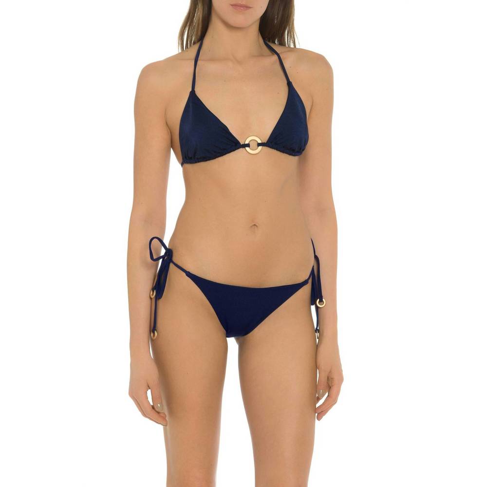 NEW CARMEN SOL anello gold bikini top in blue